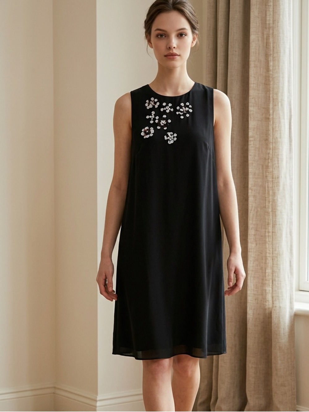 NWT Ivanka Trump Breezy Sleeveless Black Dress Size 4